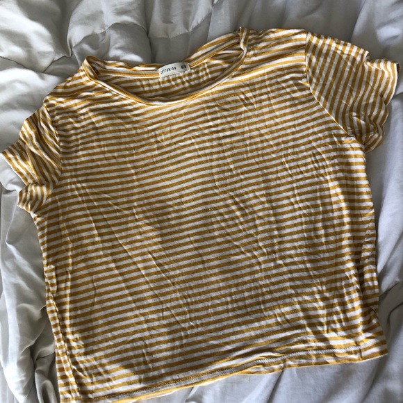 Cotton On Tops - Cotton On Yellow striped crop top
